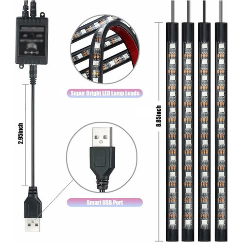 4 Pieces 48 Led Car Interior Lights, Led Strip Lights for Cars, Multicolored Music LED Car Atmosphere Lights